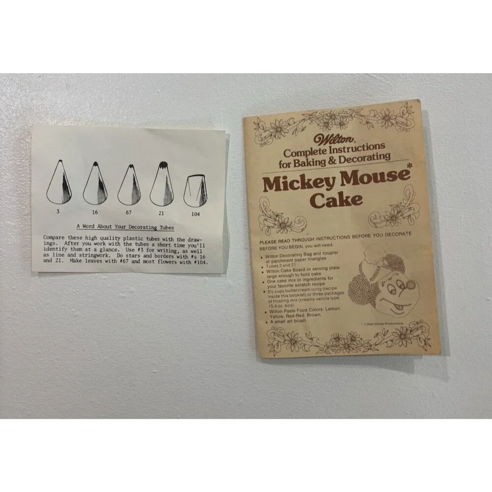 Vintage Mickey Mouse Cake Pan Wilton Box Disney Baking Bakeware Instructions 70s